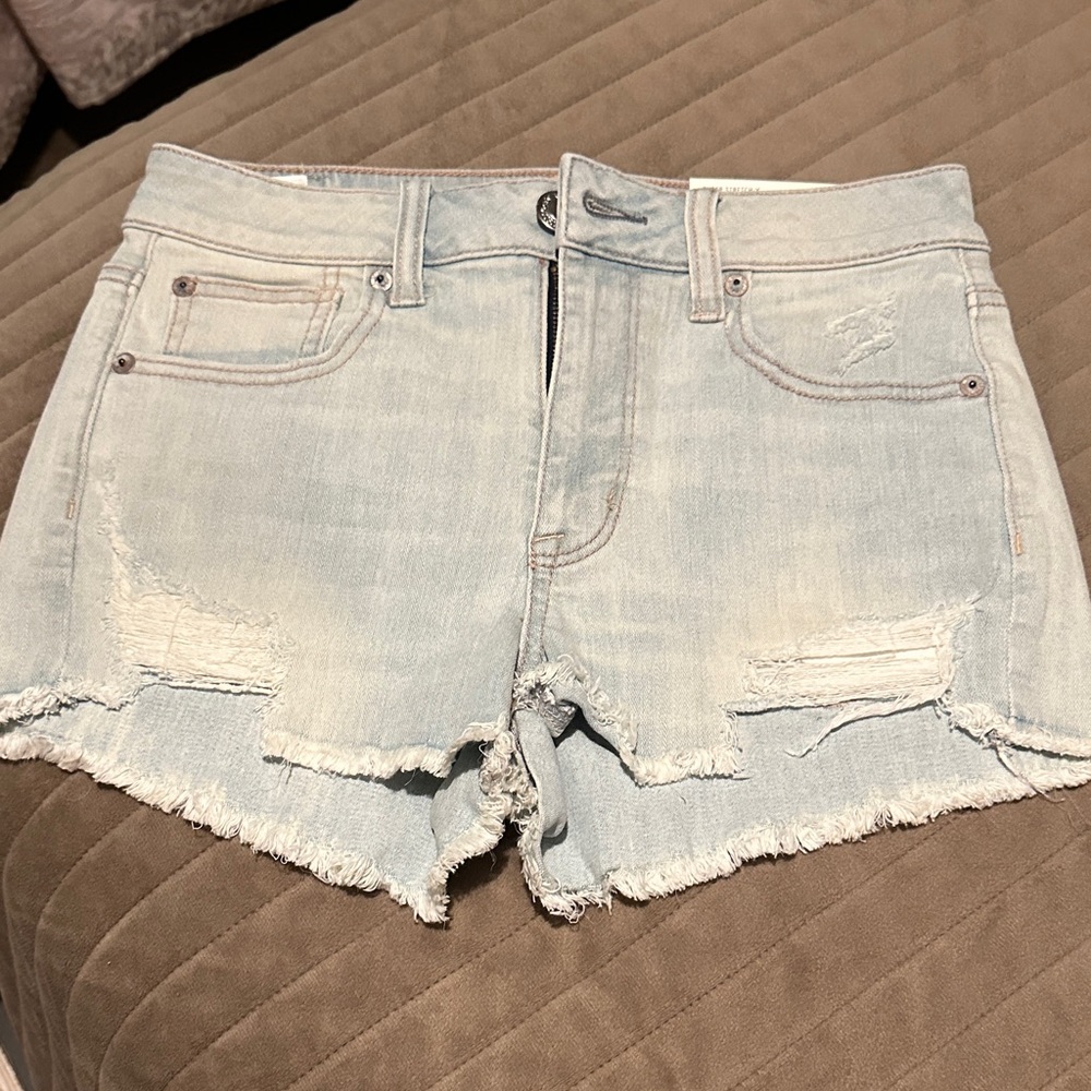 American Eagle Outfitters Light Wash Distressed Denim Shorts